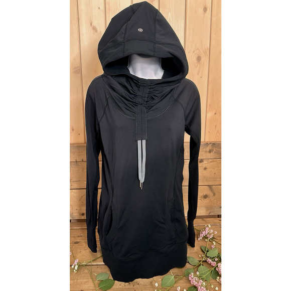 Lululemon Tops - Lululemon Black Run Ambition Pullover Hoodie Top Women's Sz 8 Athletic Running